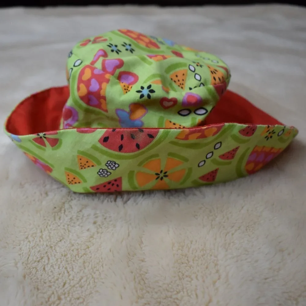 Girls Sun Beach Bucket Hat Green Red